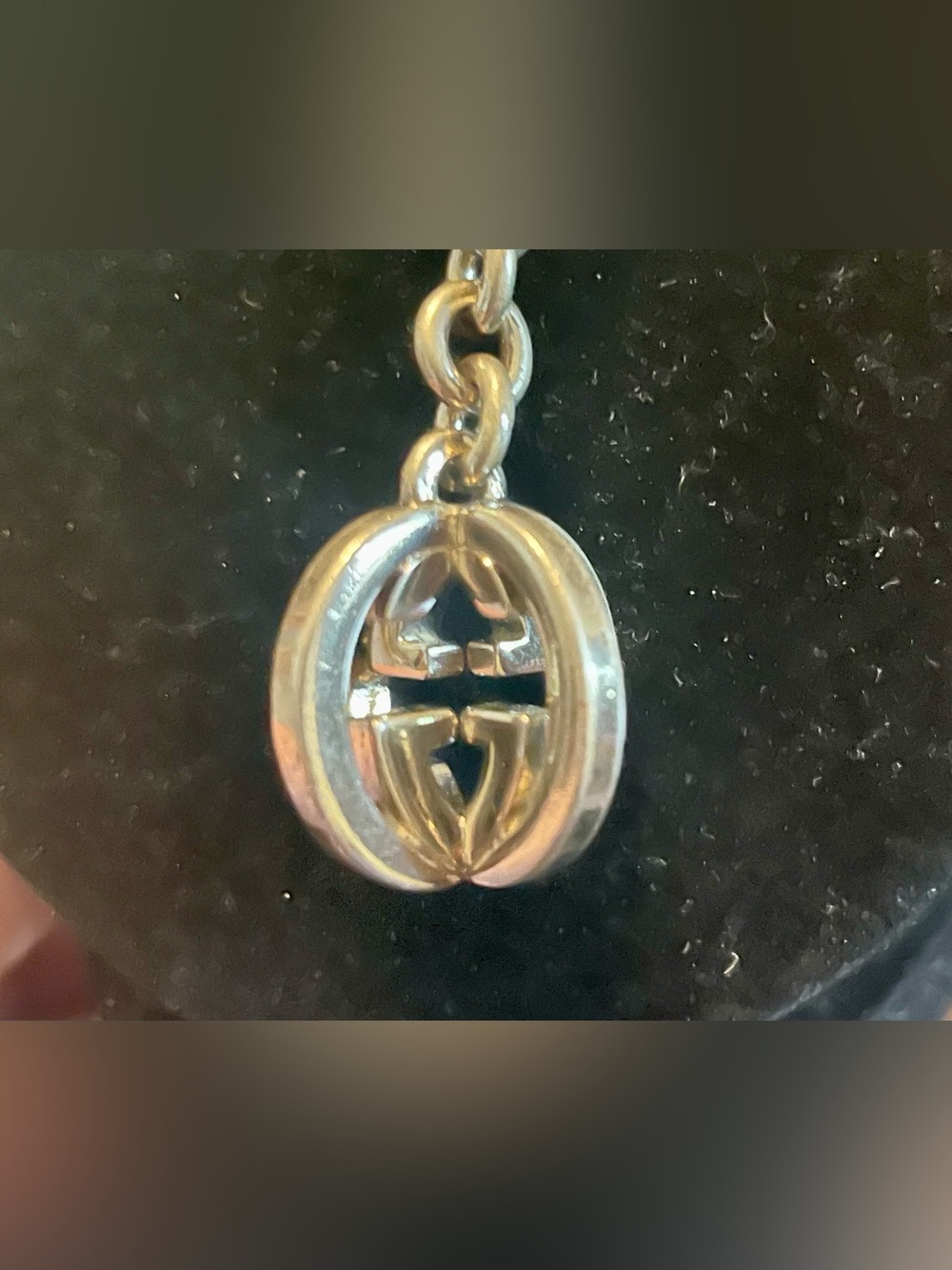Gucci, authentic Silver Interlocking GG Pendant Necklace Charm